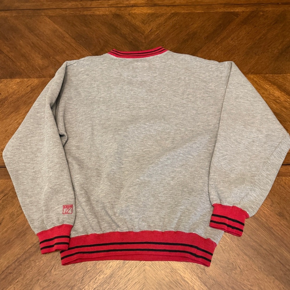Vintage Logo 7 Arkansas Razorbacks Sweatshirt Mens Medium Gray 90s Crewneck NCAA - Picture 2 of 6